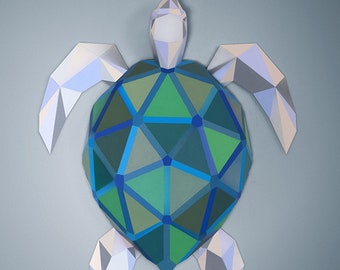 Sea turtle sculpture papercraft 3D, craft kit for adults, puzzle to make your marine life decor