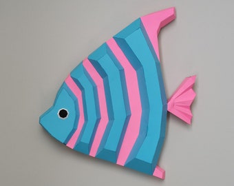 PUZZLE POISSON TROPICAL | Pdf Poisson Papercraft | Sculpture de poisson | Décor de poissons tropicaux | Modèle Pdf de poisson imprimable