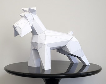 Schnauzer sculpture papercraft 3D, craft kit for adults, puzzle to make your miniature dog