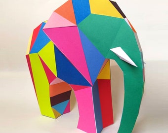 Elephant 3D papercraft sculpture, craft kit for adults, puzzle to make your elephant statue