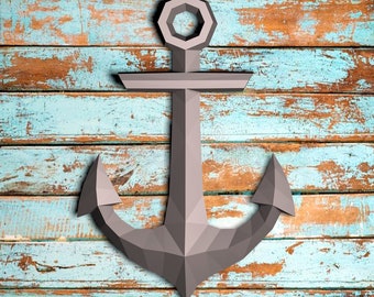 BOAT ANCHOR TEMPLATE | Diy Boat Anchor Art | 3d Puzzle Anchor | Anchor Sculpture Art | Creative 3d Diy Papercraft Boat Anchor Wall Decor