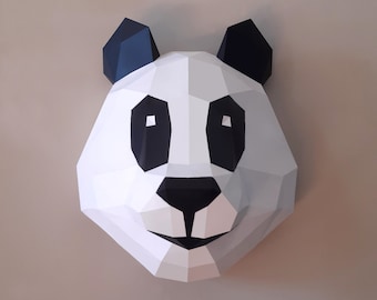 PARETE PANDA FAI DA TE | Puzzle 3D del panda | Arte del panda stampabile | Modello PDF Panda | Download digitale Stampabile Panda Scultura Art