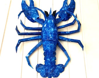 Lobster papercraft sculpture, printable 3D puzzle, papercraft Pdf template to make your sea life decor