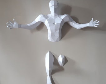 Homme qui embrasse papercraft sculpture, puzzle 3D imprimable, patron Pdf papercraft pour faire ta statue murale humaine