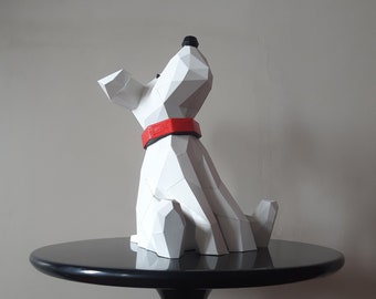 Cute puppy sculpture papercraft 3D, craft kit for adults, puzzle to make your dog art