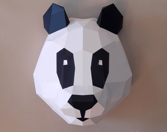 Panda sculpture papercraft 3D, craft kit for adults, puzzle to make your panda wall art