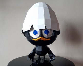 Calimero the black chicken papercraft sculpture, printable 3D puzzle, papercraft Pdf template to make your chick art