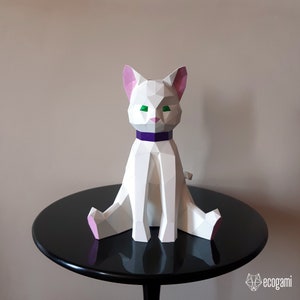 Kitten papercraft sculpture, printable 3D puzzle, papercraft Pdf template to make your cat figurine