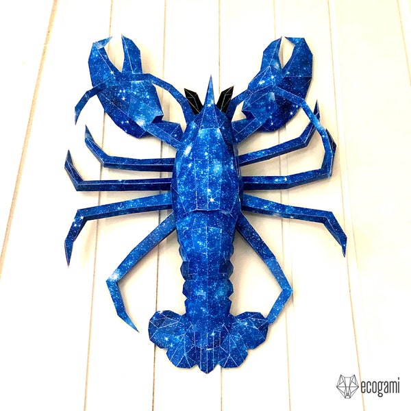 Homard sculpture papercraft, puzzle 3D imprimable, patron Pdf papercraft pour faire ta décoration de la mer