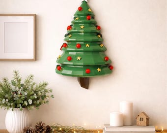 Christmas tree papercraft PDF, DIY wall decor, low poly 3D printable Christmas template