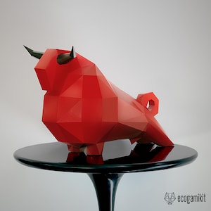 Bull sculpture papercraft 3D, craft kit for adults, puzzle to make your bull statue