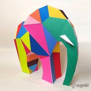 Elephant 3D papercraft sculpture, craft kit for adults, puzzle to make your elephant statue