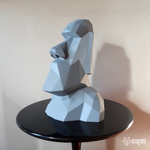 Moai stone head papercraft statue, printable 3D puzzle, papercraft Pdf pattern to make your Easter Island art