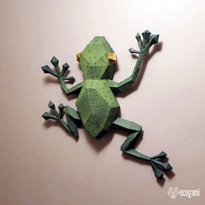 MANUALIDADES RANA PAPERCRAFT | Plantilla arte rana | Rompecabezas digital ranas | Plantilla Pdf rana | Arte escultura papercraft rana