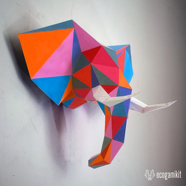 Sculpture d’éléphant papercraft 3D, kit de bricolage pour adultes, puzzle pour faire ta déco d’éléphant