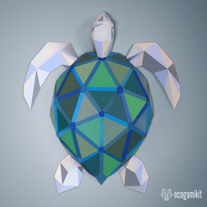 Sea turtle sculpture papercraft 3D, craft kit for adults, puzzle to make your marine life decor