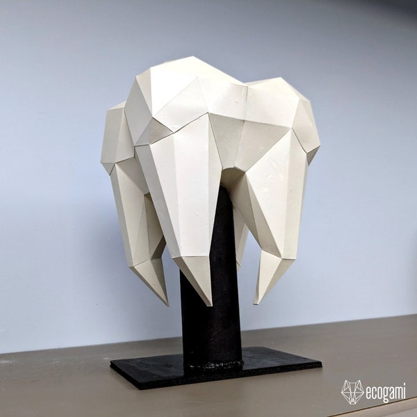 Dent molaire sculpture papercraft, puzzle 3D imprimable, patron PDF papercraft pour faire ta dent en papier
