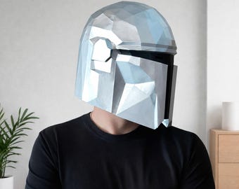 Mandalorian helmet papercraft PDF, DIY cosplay, printable Halloween costume mask