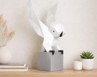 Owl papercraft PDF, DIY 3D paper sculpture, low poly printable animal template