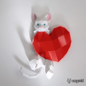 Cat sculpture papercraft 3D, craft kit for adults, puzzle to make your cat wall art