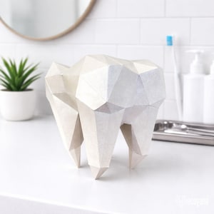 Diente molar papercraft PDF, escultura diente 3D DIY, decoración clínica dental, regalo dentista, plantilla papel imprimible