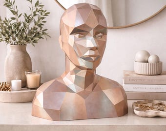 Mannequin Head Papercraft Template PDF, DIY 3D Paper Mannequin Bust, Fashion Display Sculpture, Printable DIY Decor