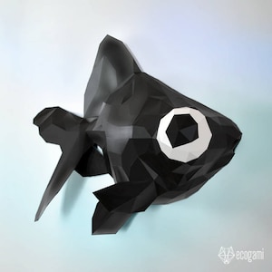 Goldfish papercraft sculpture, printable 3D puzzle, papercraft Pdf template to make your aquarium decor