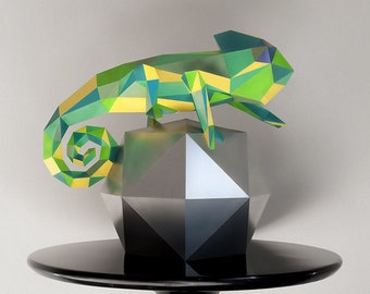 Chameleon Paper Sculpture Diy Etsy