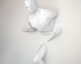 Running man papercraft statue | DIY wall mount | 3D papercraft sculpture | Printable PDF pattern | Sport of athletics papercraft model