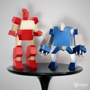 Robot papercraft sculptures, printable 3D puzzle, papercraft Pdf template to make your robot figurines image 1