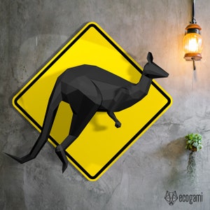 Kangaroo papercraft trophy, printable 3D puzzle, papercraft Pdf template to make your Australia wall decor image 3