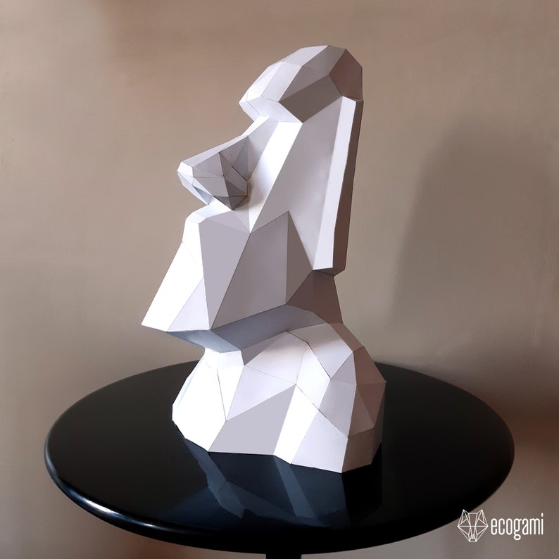 Moai stone head papercraft statue printable 3D puzzle Etsy