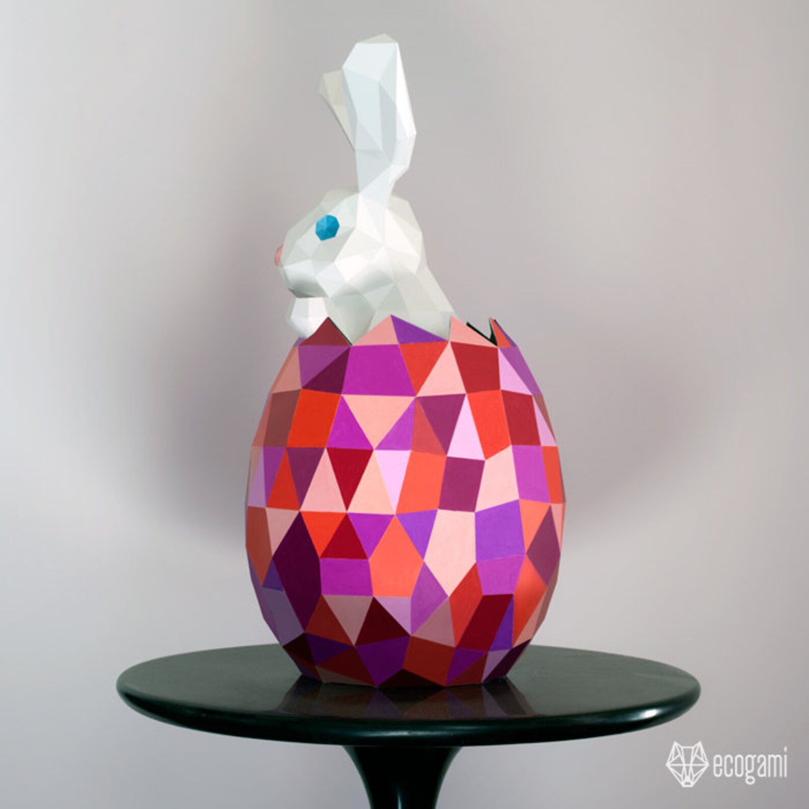 Easter Rabbit Egg Papercraft PDF, DIY 3D Paper Sculpture, Low Poly ...