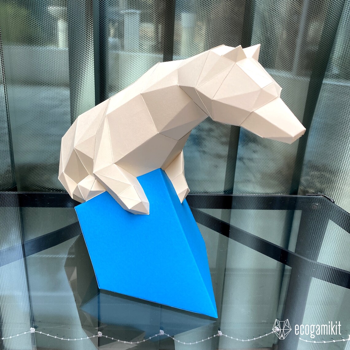 Polar Bear Papercraft Kit, DIY Artic Paper Sculpture, Low Poly