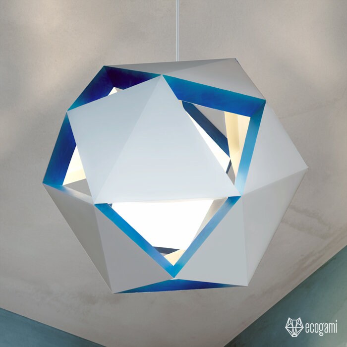Modern Hanging Paper Lamp Shade Printable Lampshade GEO Etsy