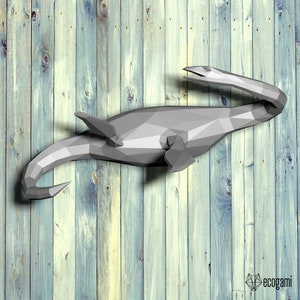 Plesiosaurus papercraft sculpture, printable 3D puzzle, papercraft Pdf template to make your own dinosaur artwork image 3