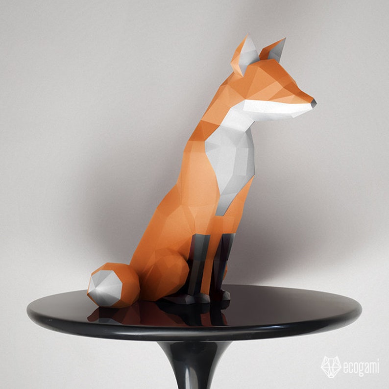 Fox papercraft sculpture printable 3D puzzle papercraft Pdf | Etsy