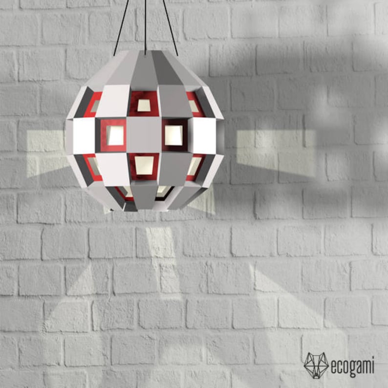 Paper Lamp Shade Printable Lampshade Template MOD Papercraft Etsy