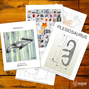 Plesiosaurus papercraft sculpture, printable 3D puzzle, papercraft Pdf template to make your own dinosaur artwork image 5