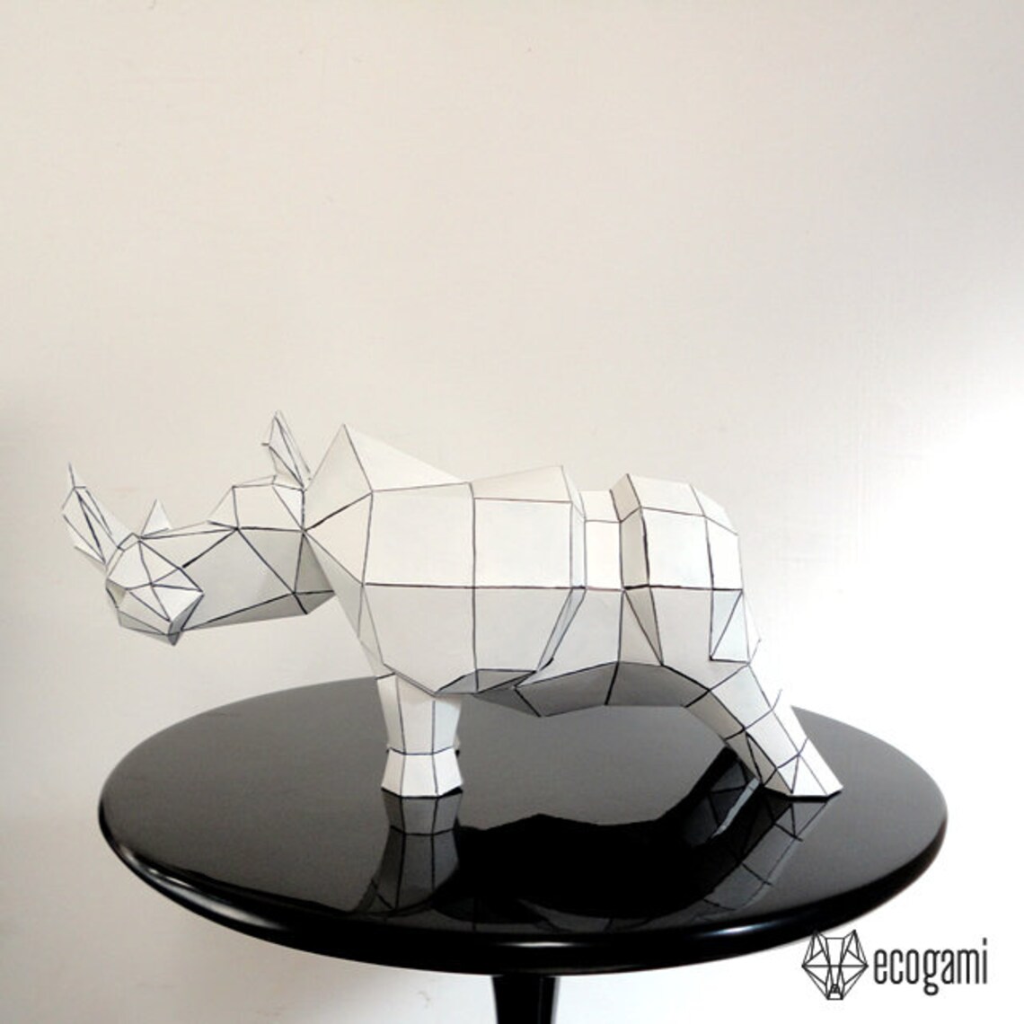 Rhino Papercraft PDF, DIY 3D Paper Sculpture, Low Poly Printable Safari ...