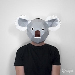 koala paper face mask template, printable papercraft Pdf template to make your koala mask