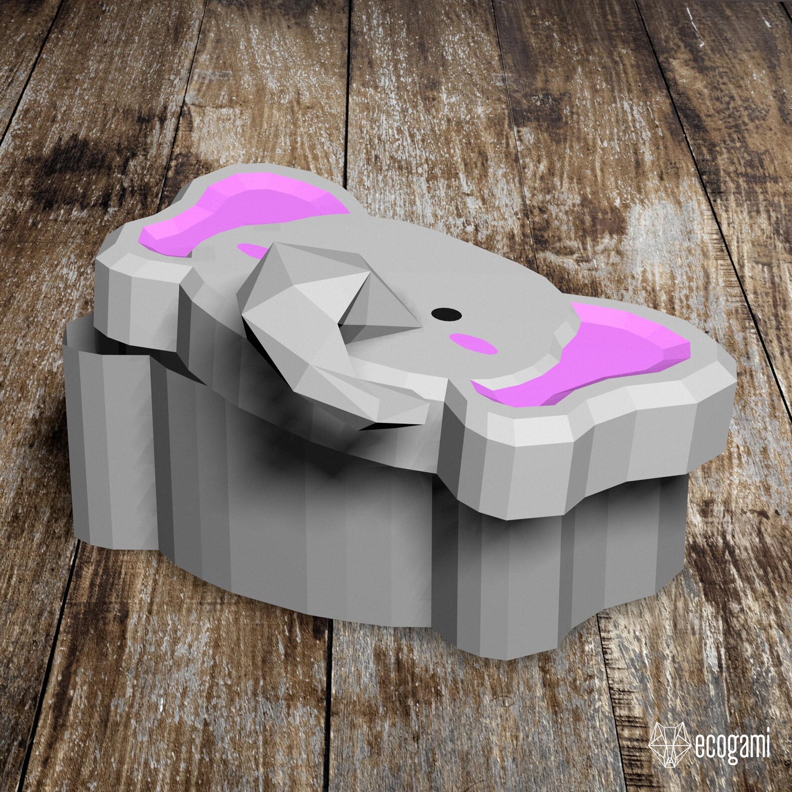 Elephant Box Papercraft PDF, DIY Storage Container, Low Poly 3D ...