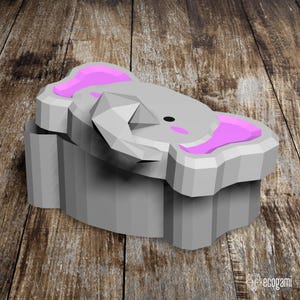Elephant Box Papercraft PDF, DIY Storage Container, Low Poly 3D ...