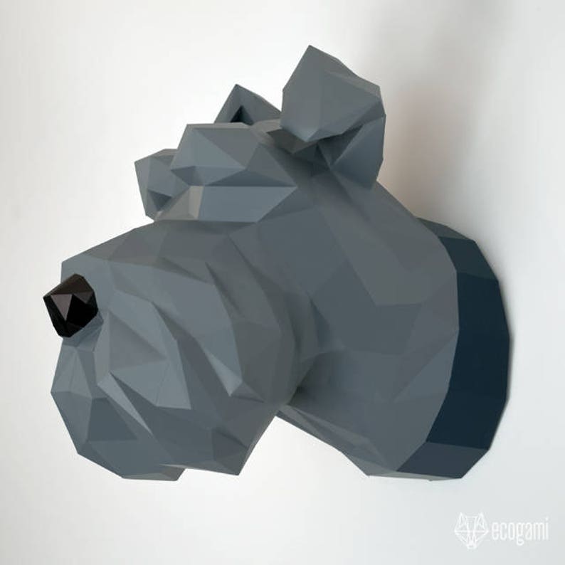 Schnauzer papercraft sculpture printable 3D puzzle image 3