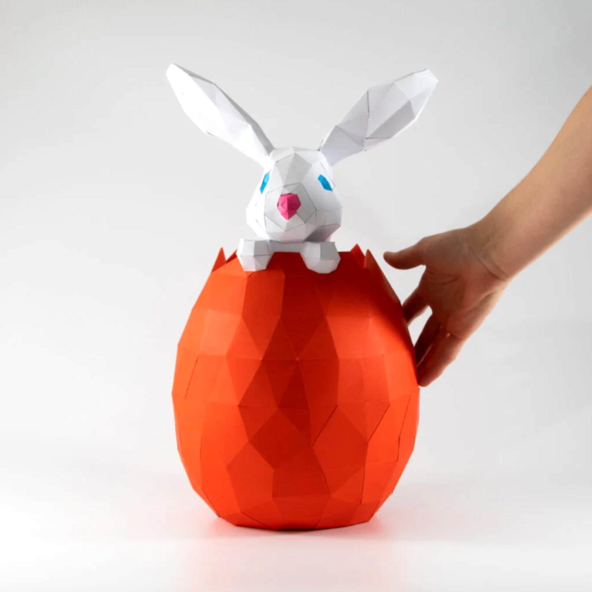Easter Rabbit Egg Papercraft PDF, DIY 3D Paper Sculpture, Low Poly ...
