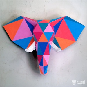 Elephant papercraft sculpture, printable 3D puzzle, papercraft Pdf template to make your elephant decor