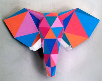 Elephant papercraft sculpture, printable 3D puzzle, papercraft Pdf template to make your elephant decor