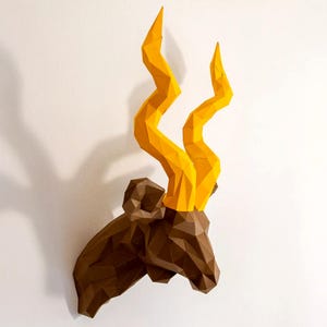 Antelope papercraft sculpture, printable 3D puzzle, papercraft Pdf template to make your safari art work decor