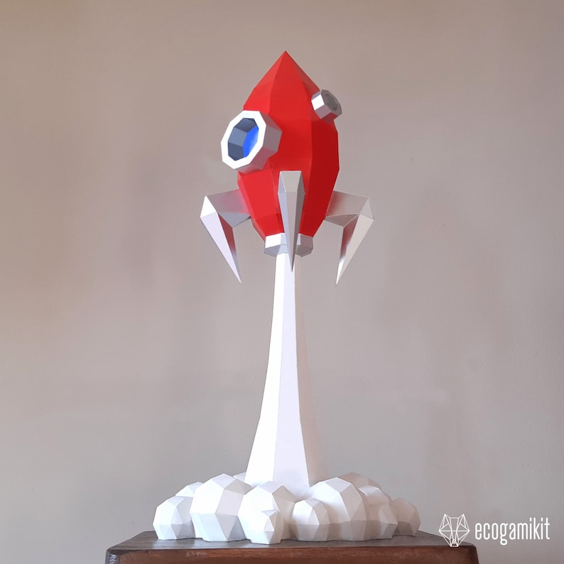 Rocket Papercraft Model Kit Rocket Papercraft Kit, DIY Space Sculpture, Low Poly 3D Puzzle Craft ...