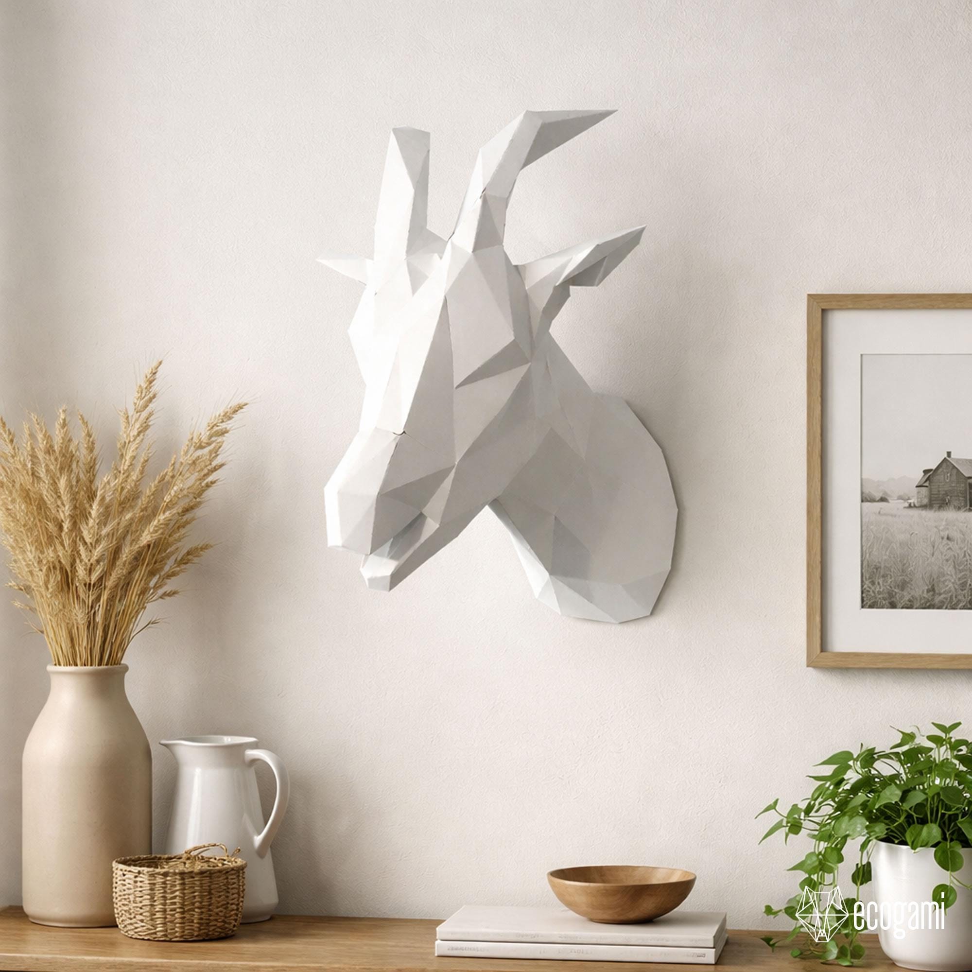Goat Papercraft Goat Papercraft PDF, DIY Animal Head Wall Trophy, Low Poly 3D Printable ...